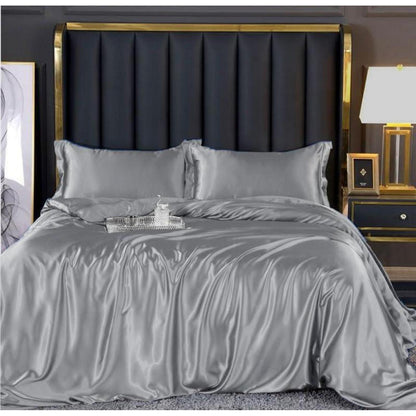 Graue Bettwäsche-Set 200x220 cm | Satin Microfaser Luxus
