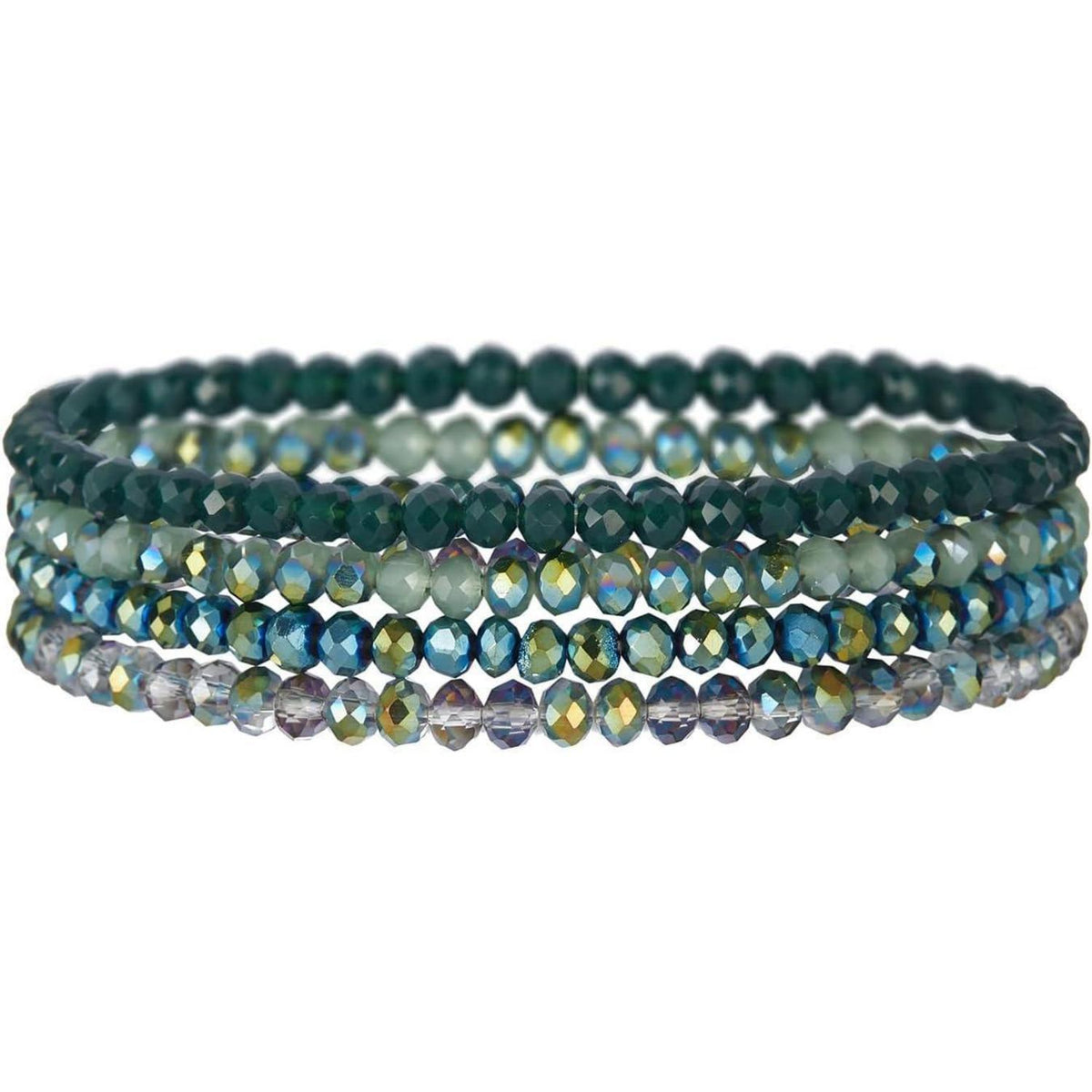 Damen Kristall Perlen Armband Mehrschichtig Boho Schwarz Grün