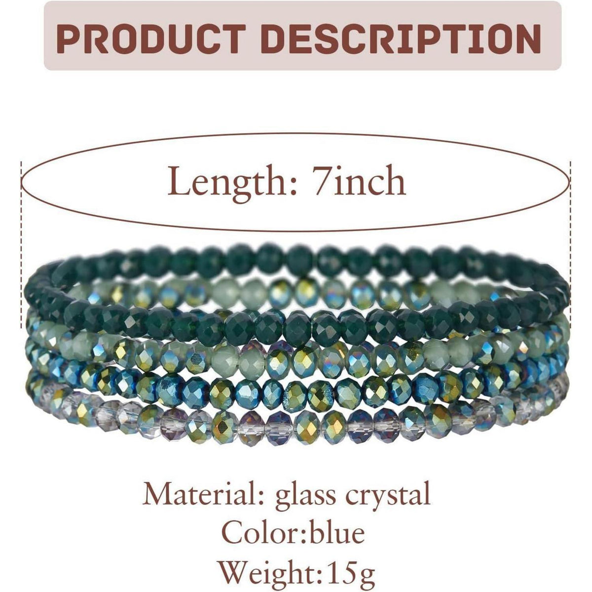 Damen Kristall Perlen Armband Mehrschichtig Boho Schwarz Grün