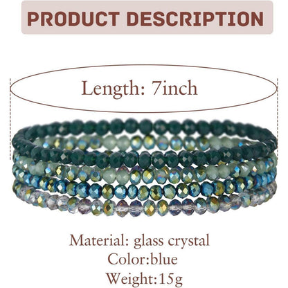 Damen Kristall Perlen Armband Mehrschichtig Boho Schwarz Grün