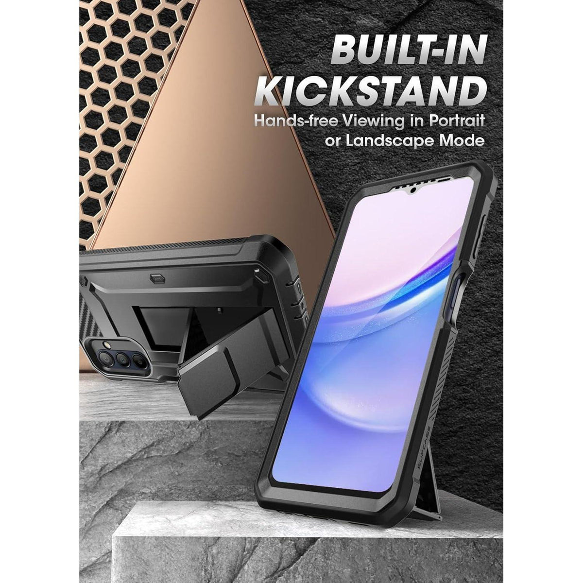 Schutzhülle für Samsung Galaxy A15 mit Ständer & Gürtelclip