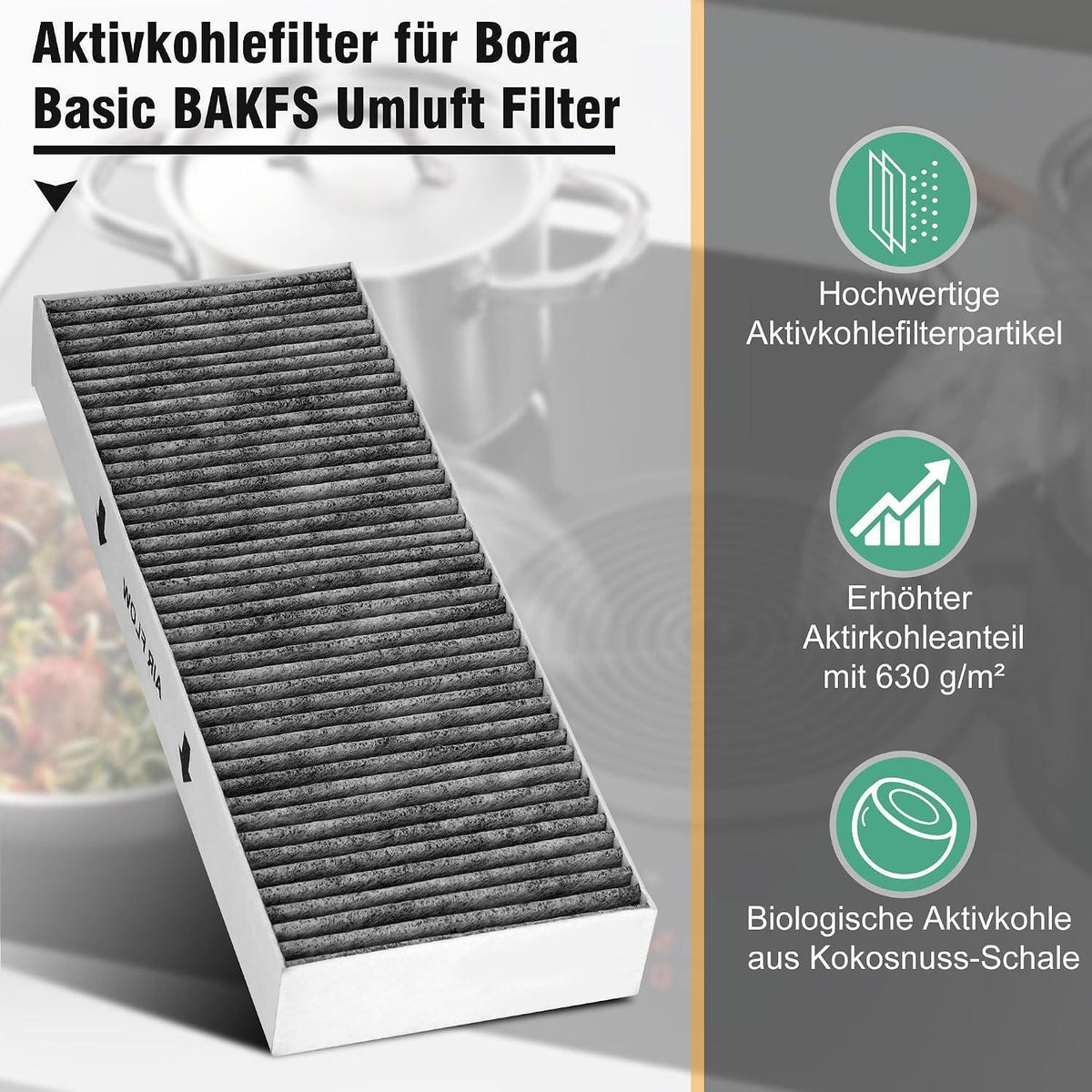 Aktivkohlefilter für Bora Basic Umluft Kochfeldabzug