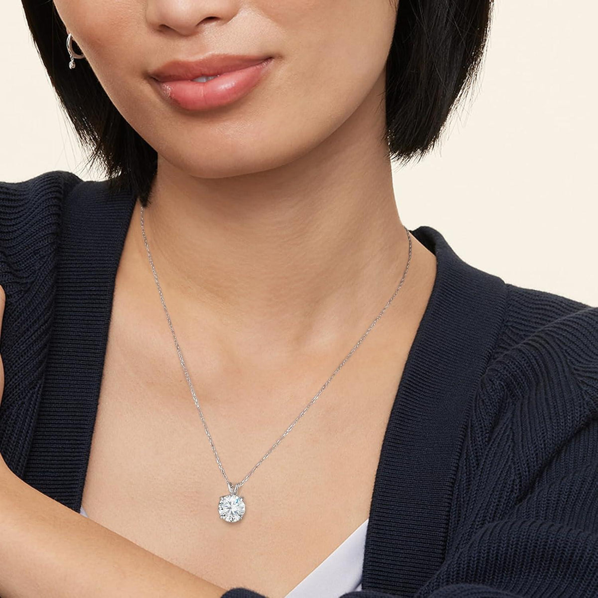 KRKC&CO Moissanite Anhänger Kette 925 Damen 2 Karat VVS1 D Solitär Halo