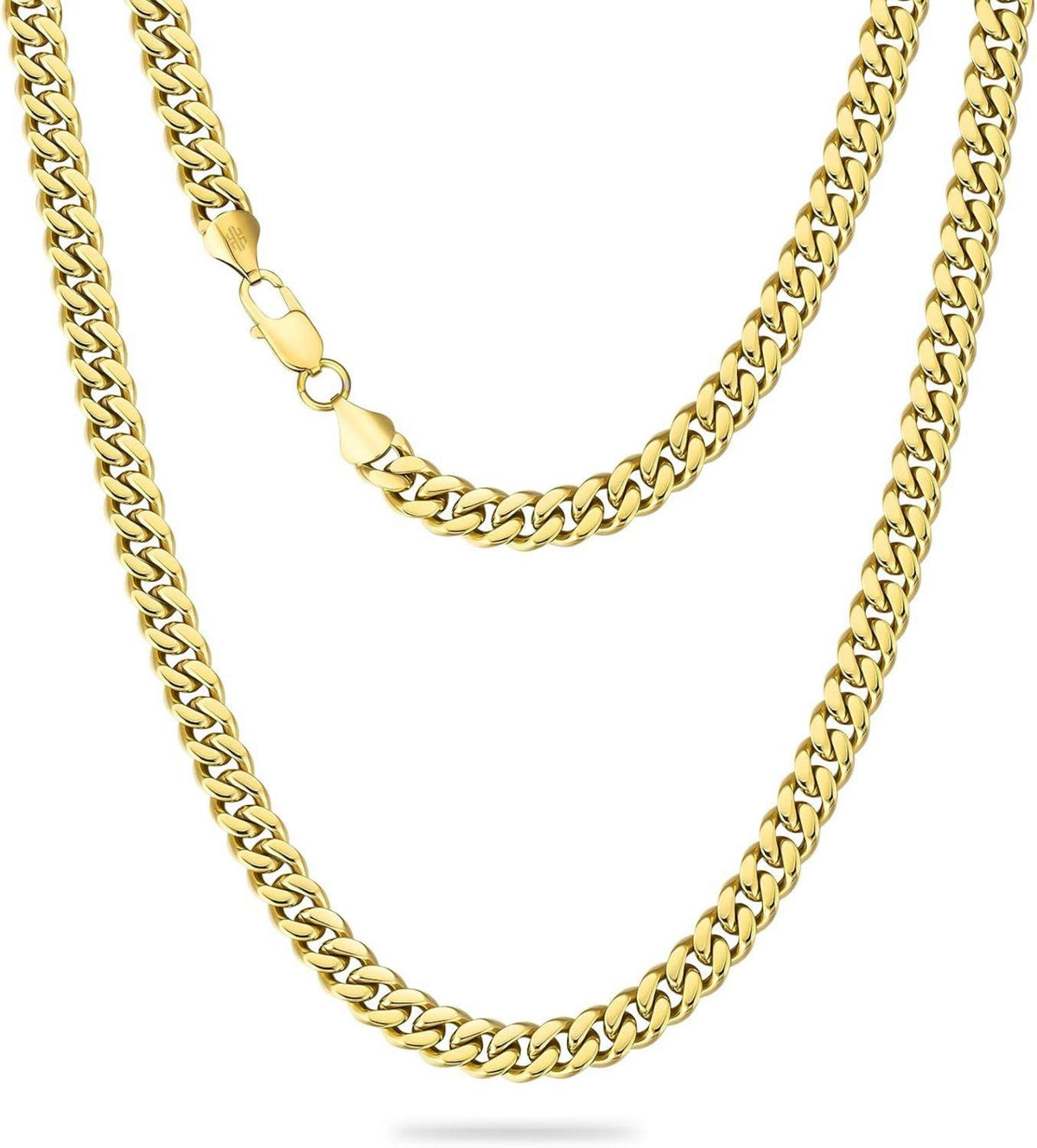 Herren Edelstahl Panzerkette mit Diamantschliff 14K Gold Beschichtet