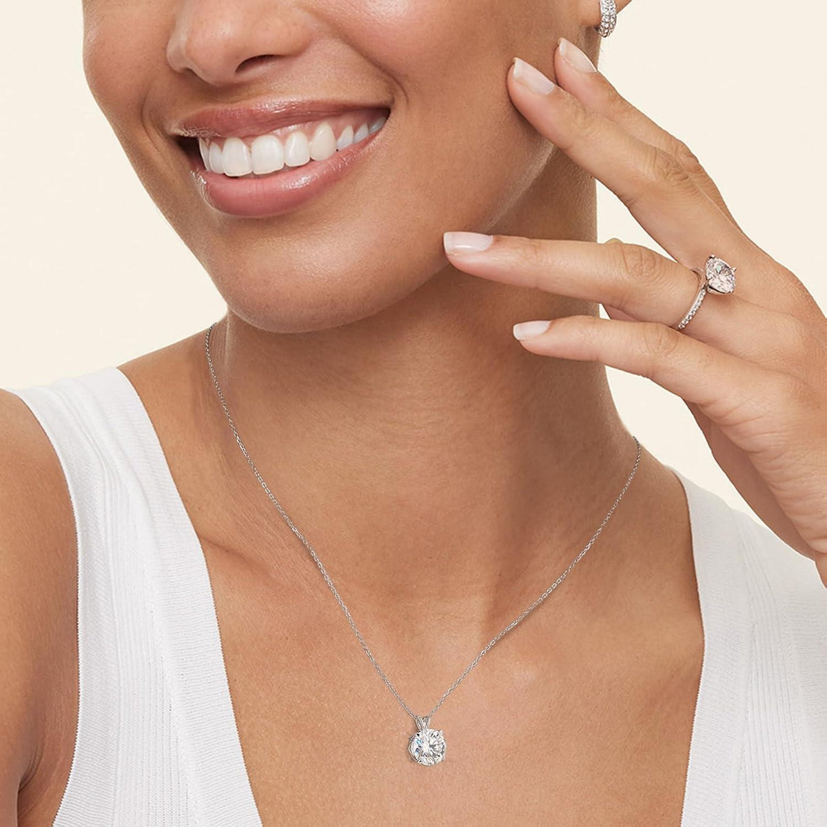 Damen Halskette 925 Silber Moissanite Anhänger 3 Karat VVS1 D Farbe