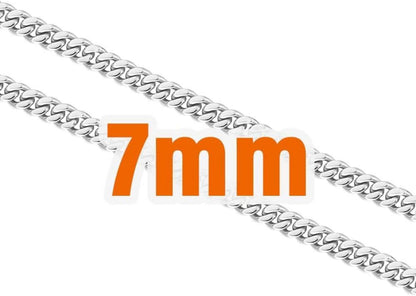 Herren Edelstahl Panzerkette mit Diamantschliff 7mm 45.7cm Silber Goldkette