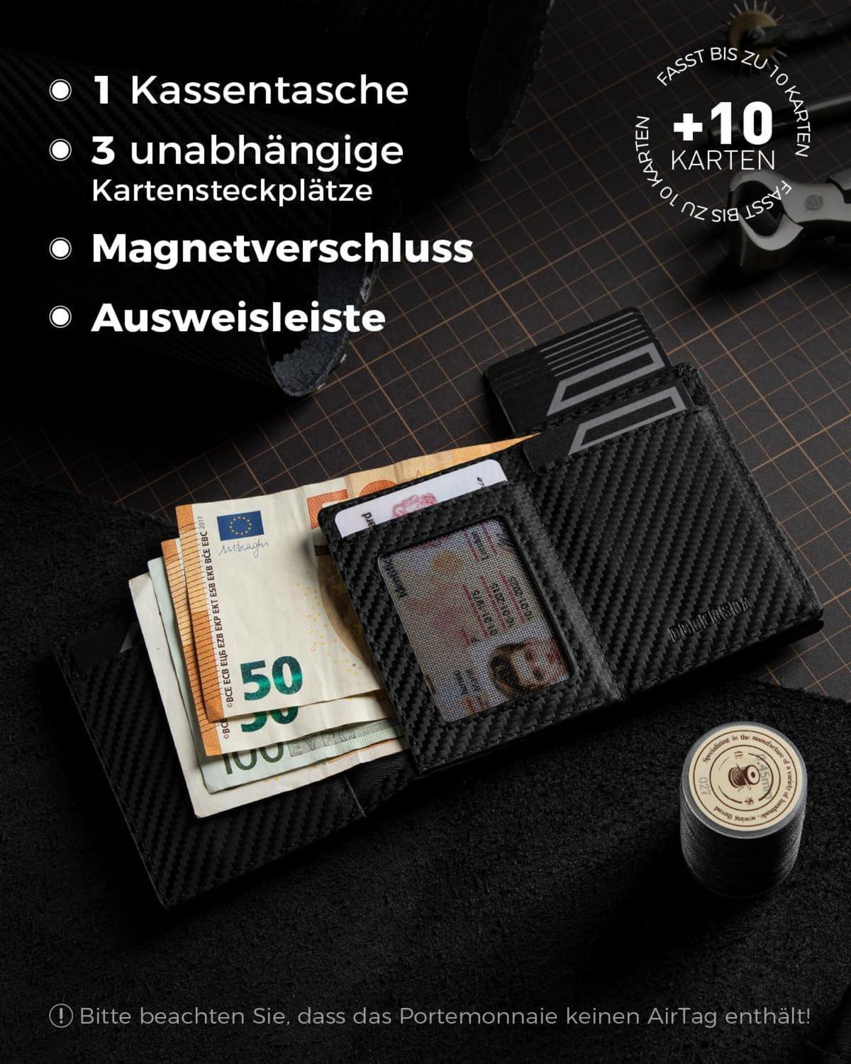 RFID Geldbörse mit Münzfach & Pop-up Funktion