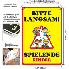 Kinderspielplatz Warnschild "Bitte langsam fahren" Metall