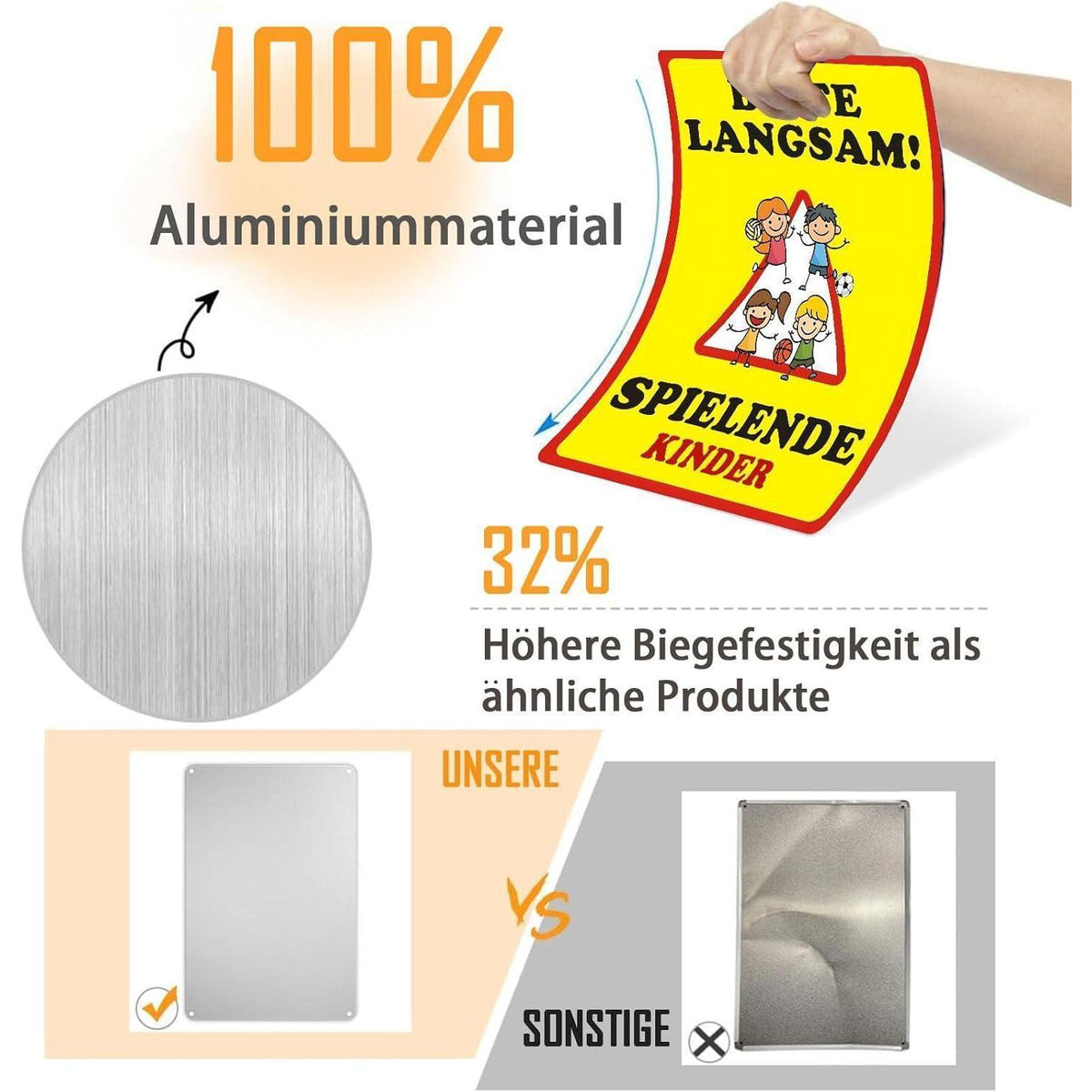 Kinderspielplatz Warnschild "Bitte langsam fahren" Metall