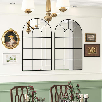 Gewölbter Wandspiegel Schwarz 105x60cm – Rustikaler Bogenspiegel