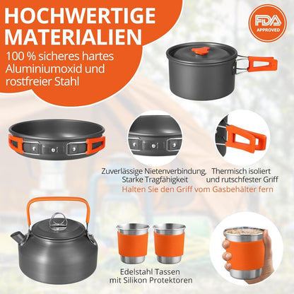 17-teiliges Camping Kochgeschirr Set Aluminium Outdoor