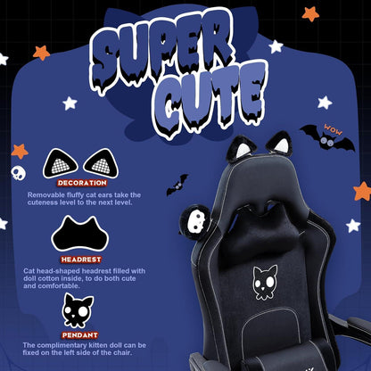 Dowinx Gaming Stuhl Weiße Katze - Ergonomisch mit PU-Leder