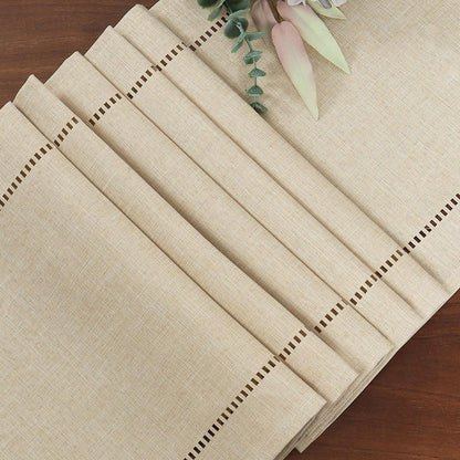 Tischläufer Leinenoptik mit Quasten, beige 30x180cm