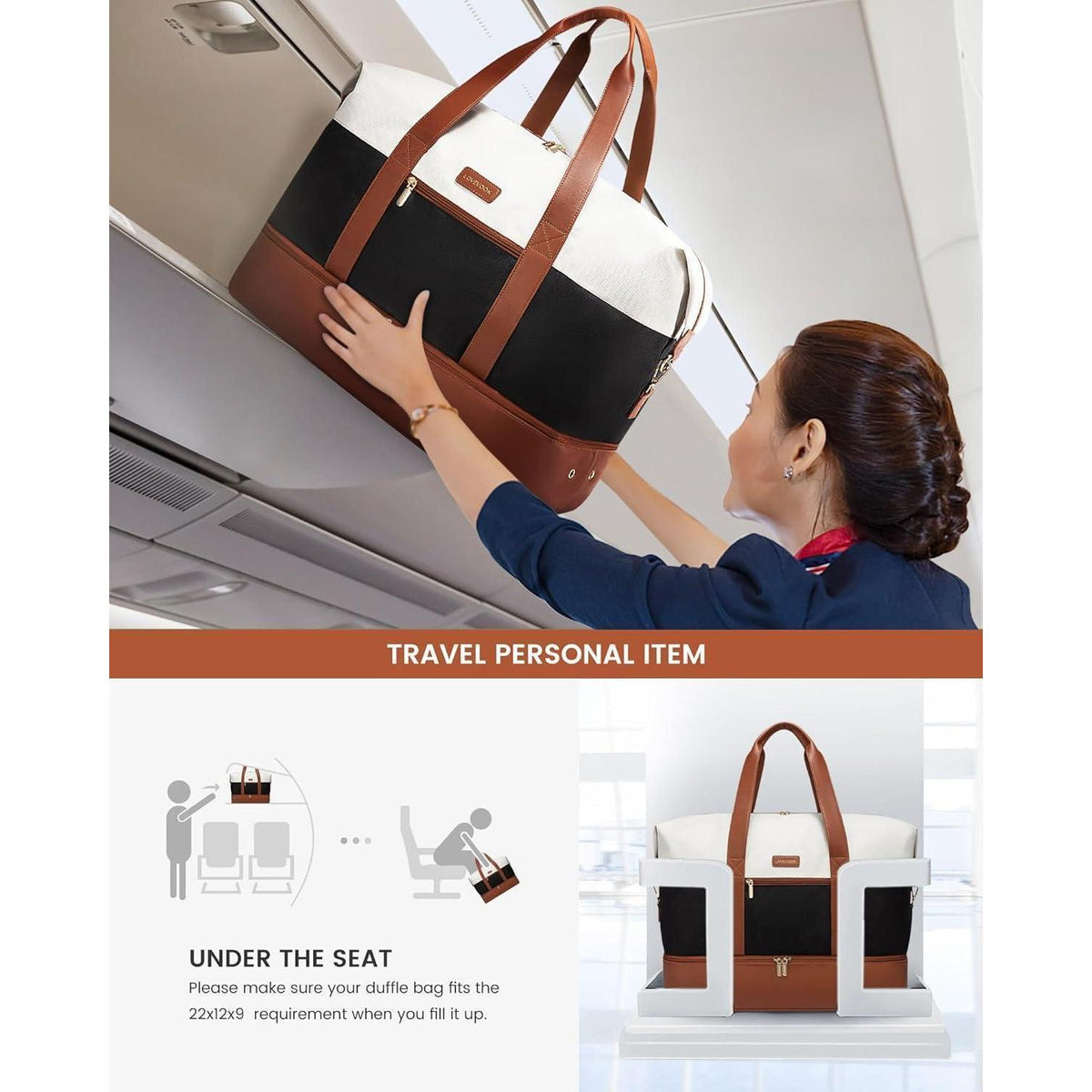 Reisetasche Damen mit Schuhfach & Nassfach, Handgepäck für Flugzeug