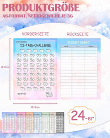 Sugeru Budget Planner A6 Spar Challenge Zubehör 24pcs