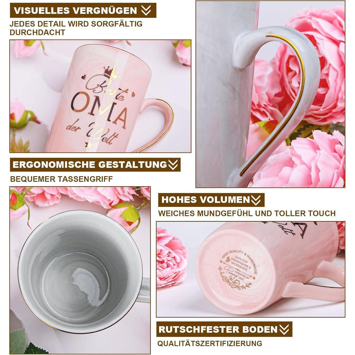 Geschenkset Oma & Opa – Tassen "Beste Oma Opa" mit Löffel & Karte