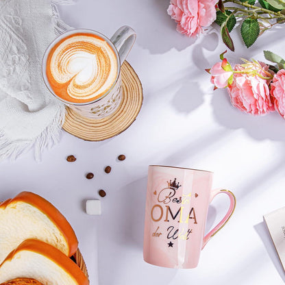 Geschenkset Oma & Opa – Tassen "Beste Oma Opa" mit Löffel & Karte