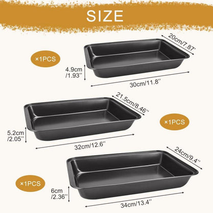 Backblech Set 3 Größen Rechteckig Universal Backofen