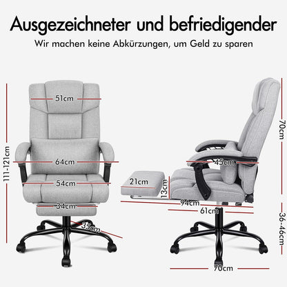 Ergonomischer Bürostuhl mit Fußstütze, hoher