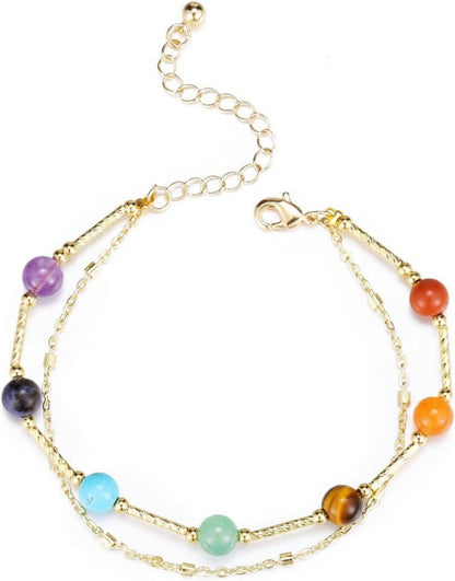 Chakra Armband Heilstein Doppellagiges Partnerarmband Yoga Reiki