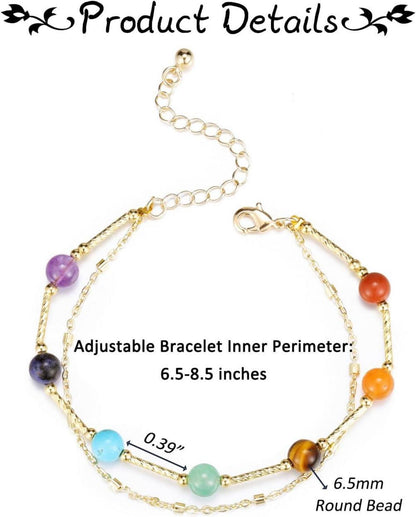 GEHECRST 7 Chakra Armband Heilsteine Partnerarmbänder einstellbar Yoga Armreif Meditation Energietherapie