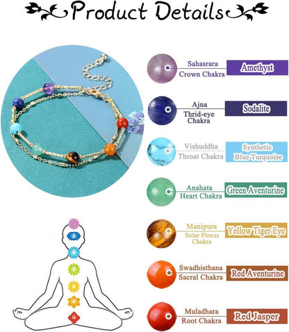 Chakra Armband Set Heilstein Partnerarmband Yoga Meditation Energietherapie