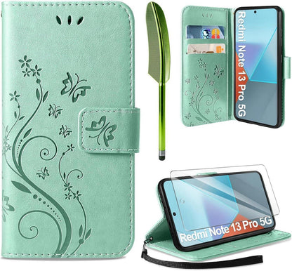 Lederhülle Xiaomi Redmi Note 13 Pro 5G Wallet Minzgrün