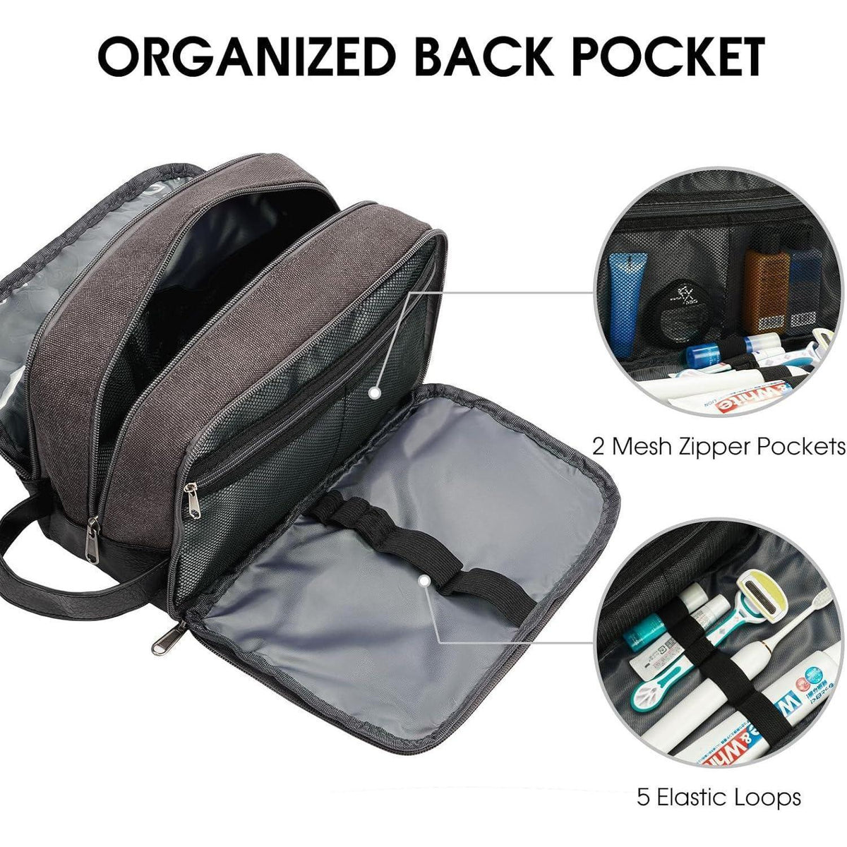 Kulturtasche Herren Dunkelgrau - Wasserabweisend & Funktional