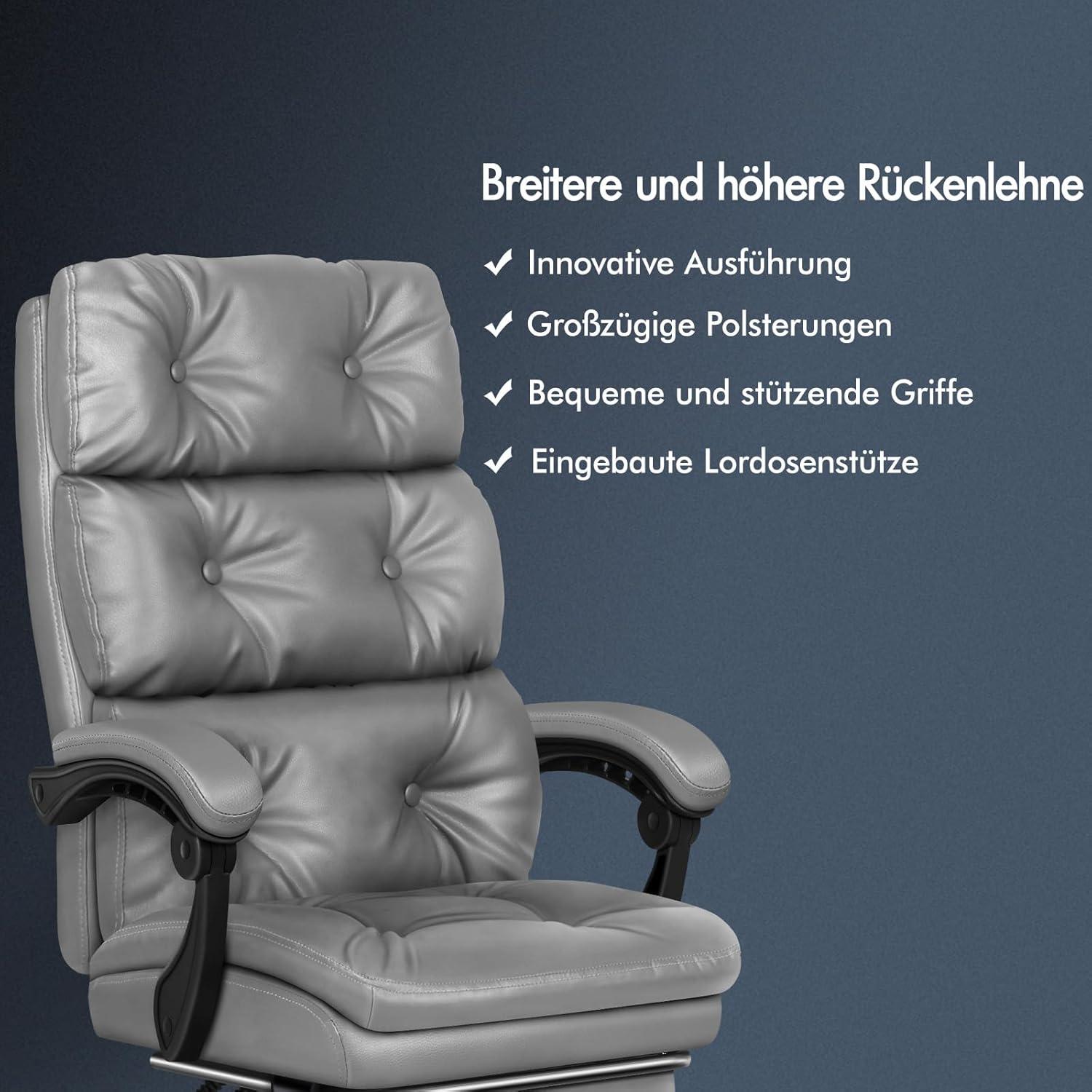 Ergonomischer Bürostuhl mit Fußstütze und hoher Rückenlehne