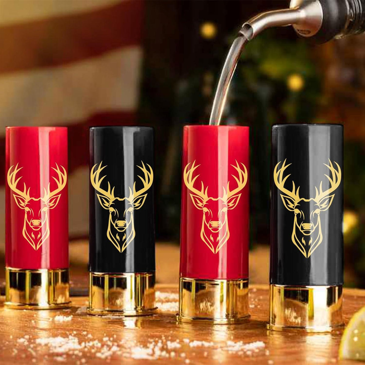 4er Set Schnapsgläser Hirschkopf 45ml Geschenkbox Hochzeit Vatertag Jäger