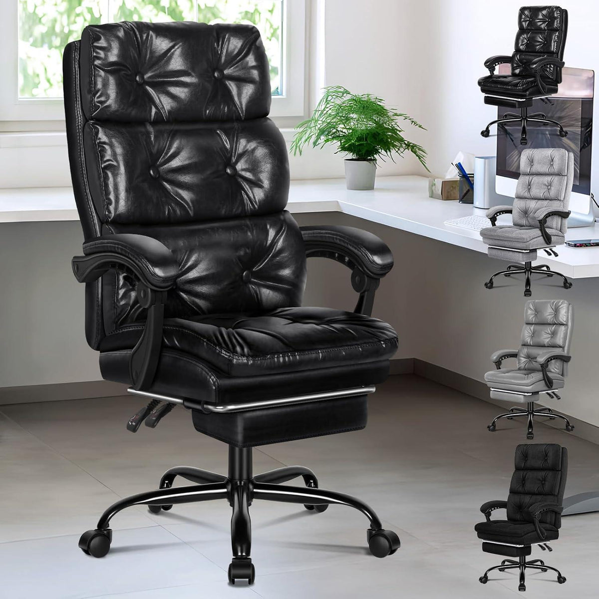 Ergonomischer Bürostuhl mit Fußstütze, Hohe