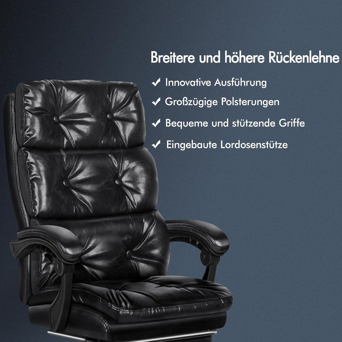 Ergonomischer Bürostuhl mit Fußstütze, Hohe
