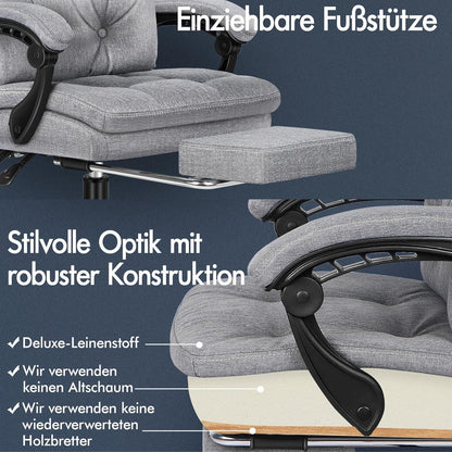 Ergonomischer Bürostuhl mit Fußstütze, Hoher