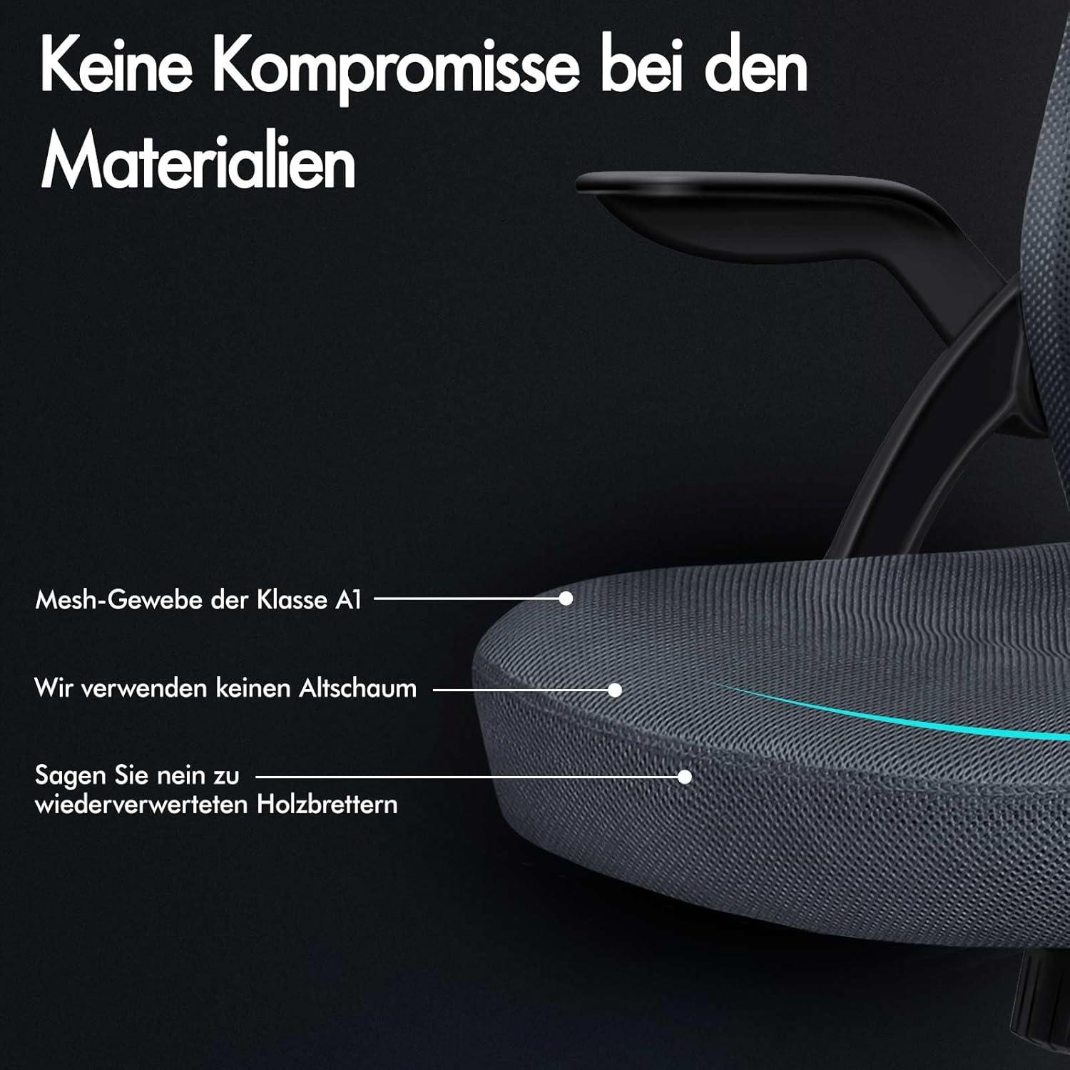 ALFORDSON Ergonomischer Büro-Schreibtischstuhl Dunkelgrau Lordosenstütze Kopfstütze