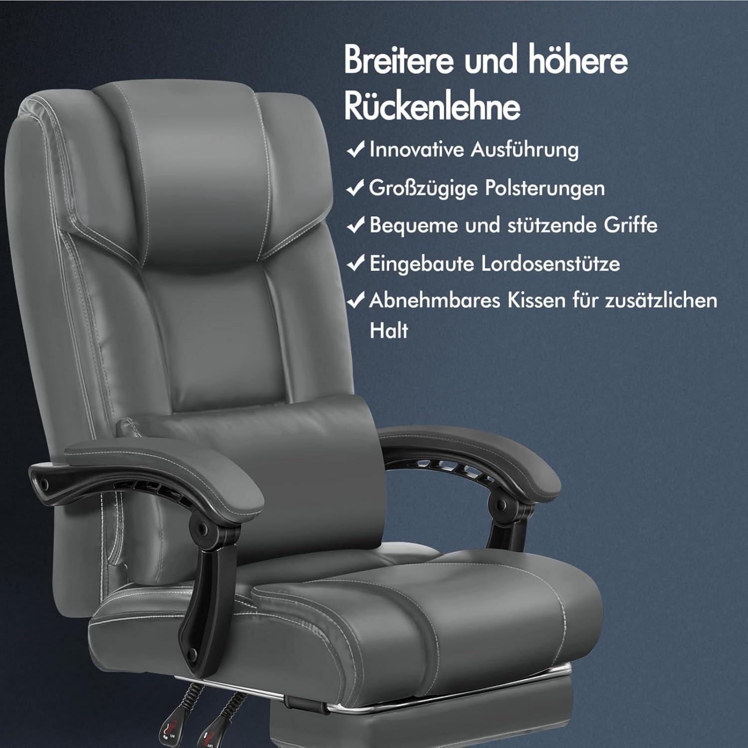 Ergonomischer Bürostuhl mit Fußstütze und hoher