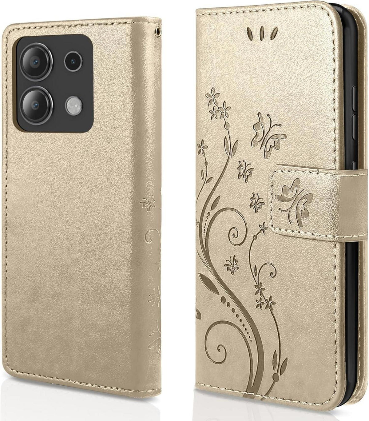 AROYI Wallet Hülle Xiaomi Redmi Note 13 4G Schutzfolie Golden