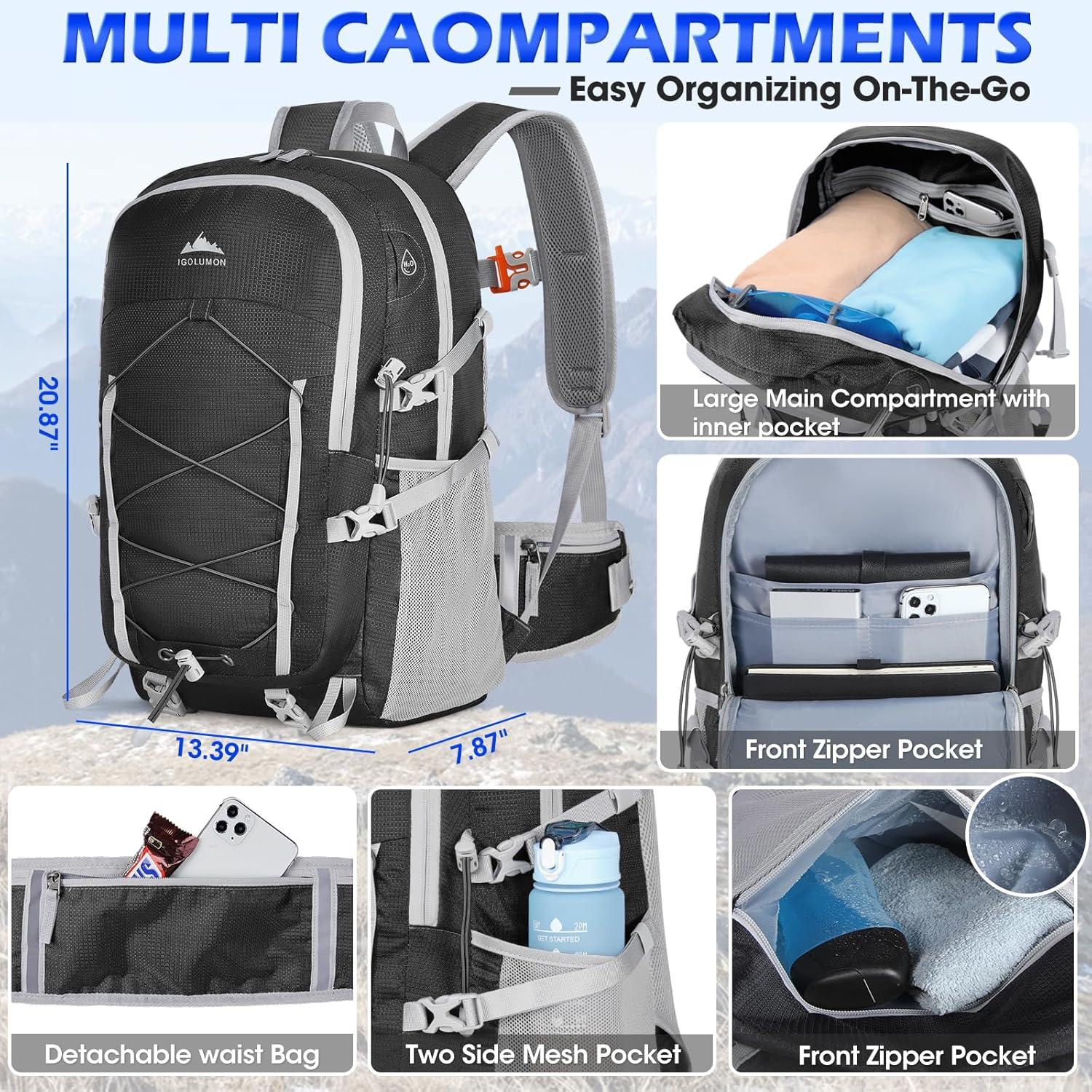Wanderrucksack 40L Wasserdicht Leicht Faltbar Trekking