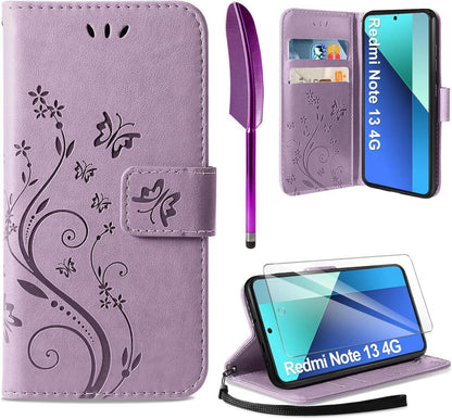 Flip Wallet Hülle Kompatibel mit Xiaomi Redmi Note 13 4G Lila