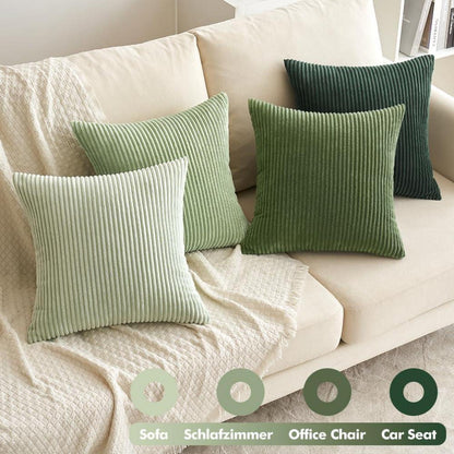 Kissenbezüge 4er Set 40x40 cm Salbeigrün Kordsamt Weich