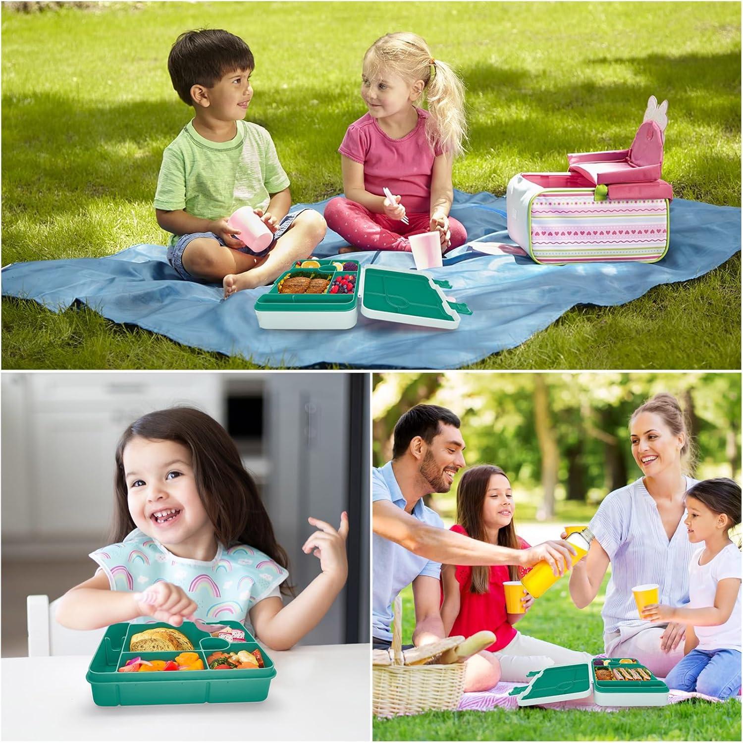 Brotdose Kinder Lunchbox mit Fächern Bento Box für Schule & Ausflüge