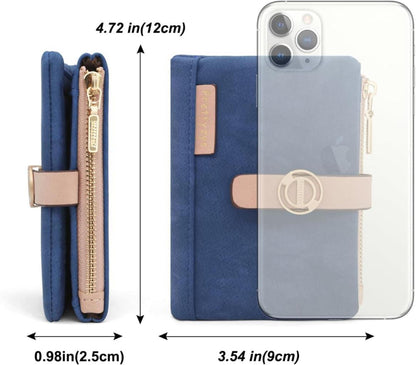Damen Geldbörse Klein Portemonnaie PU Leder Zipper Münzfach