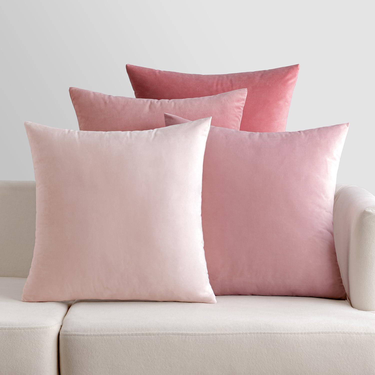 Samt Kissenbezug 4er Set Dekorative Couchkissen 40x40cm Sofa Deko