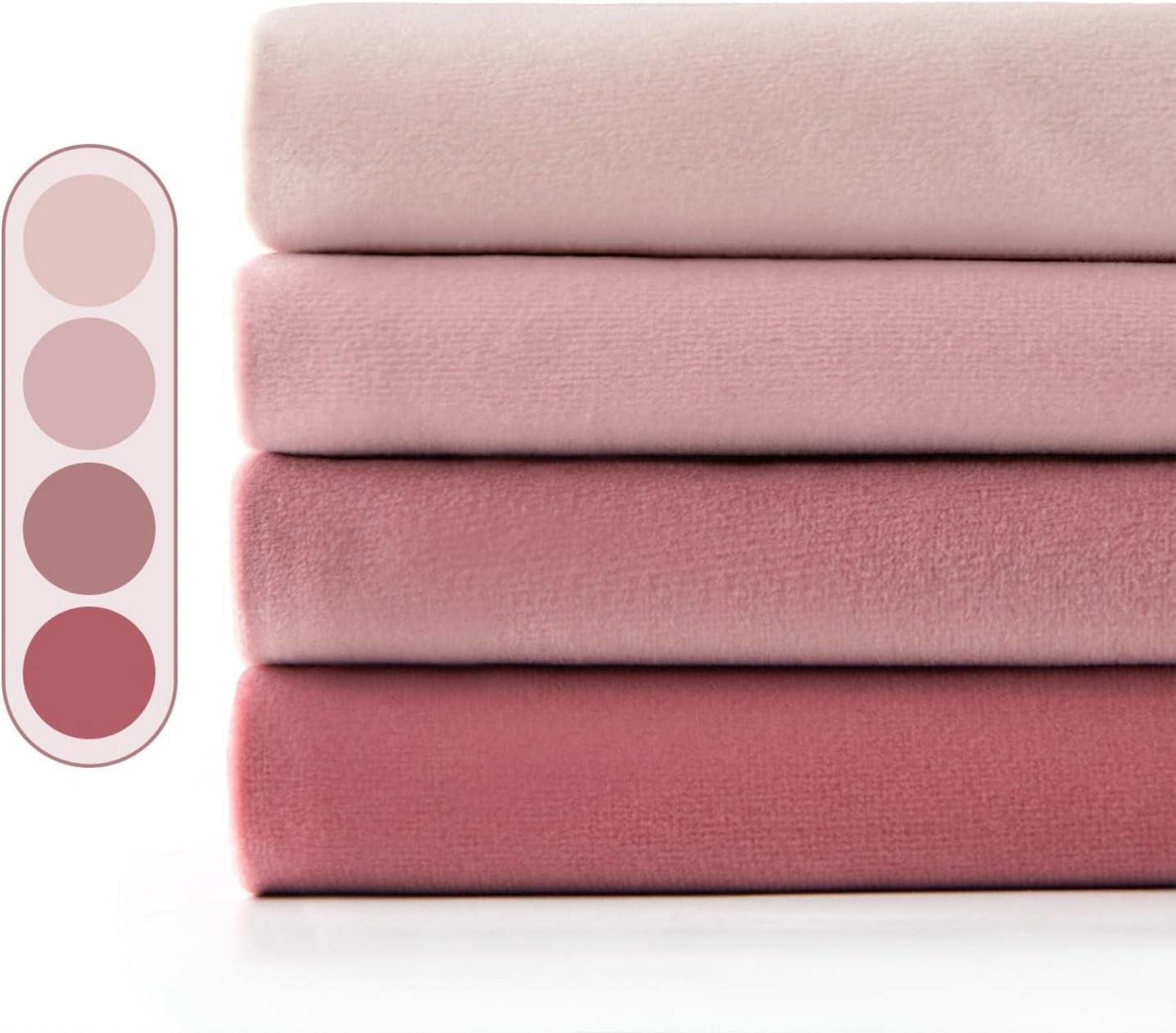 Samt Kissenbezug Set Deko 40x40 cm Rosa Serie 4er-Pack