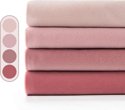Samt Kissenbezug Set Deko 40x40 cm Rosa Serie 4er-Pack