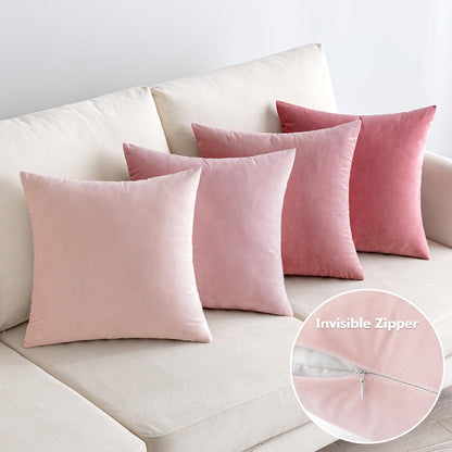 EMEMA Samt Kissenbezug 40x40 cm 4er Set Rosa Serie