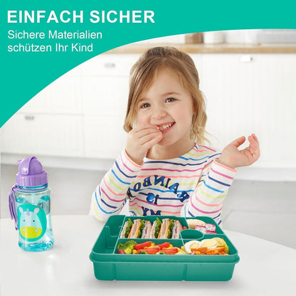 Brotdose mit Fächern für Kinder, Auslaufsicher Lunchbox