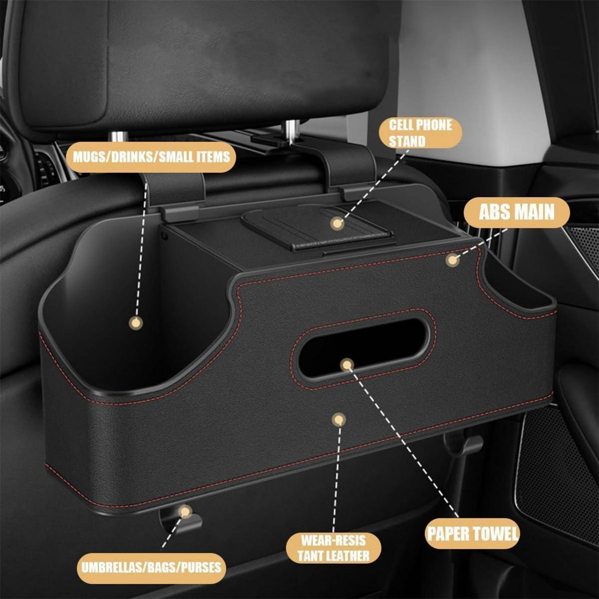 Auto Rücksitz Organizer mit Becherhaltern & Haken