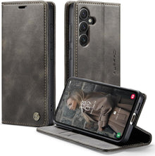 Samsung Galaxy S24 5G Handyhülle Leder Klapphülle Kaffee