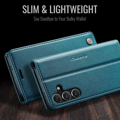 Samsung Galaxy S24 Handyhülle Leder Flip Case mit Standfunktion - Blau