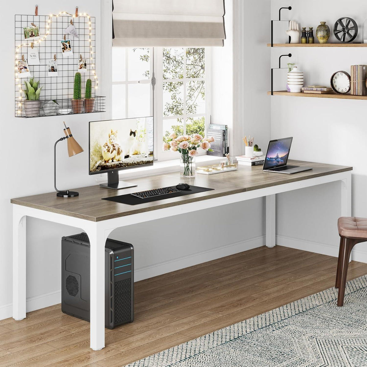 Doppelter Schreibtisch 200x70cm | Eiche | Home Office & Büro